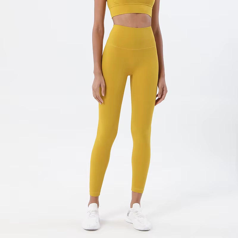 Nylon Tights Yoga Women'S Pants Leggings Gym Fitness No T Line High Waist Hidden Pocket Solid Color Sports Pants 42 Color