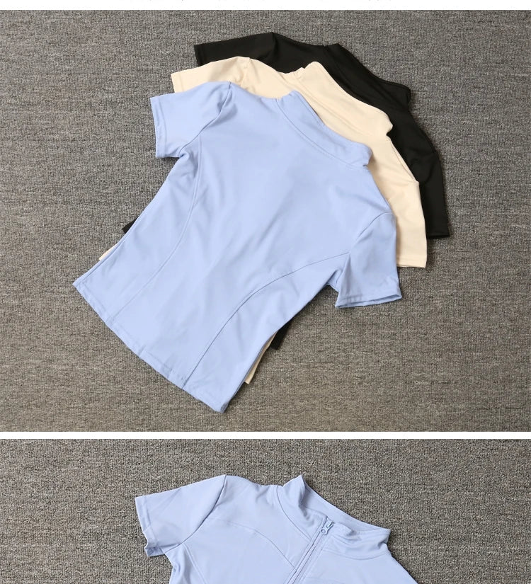 Women’s Slim Fit Zip Front Yoga Shirt | Quick Dry Fitness & Running Activewear