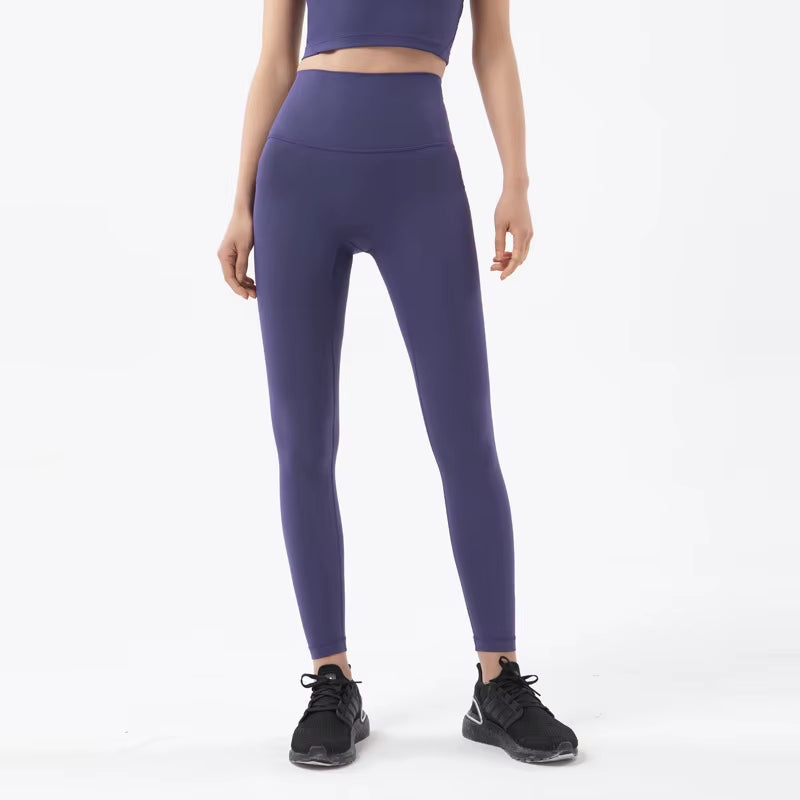 Nylon Tights Yoga Women'S Pants Leggings Gym Fitness No T Line High Waist Hidden Pocket Solid Color Sports Pants 42 Color