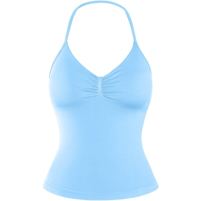 DENFY Impact Longline Strappy Top Fitness Gymwear Women Impact Longline Halter Tops Sportswear Workout Longline Tank Top Compression Gym