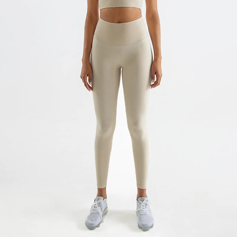 Nylon Tights Yoga Women'S Pants Leggings Gym Fitness No T Line High Waist Hidden Pocket Solid Color Sports Pants 42 Color