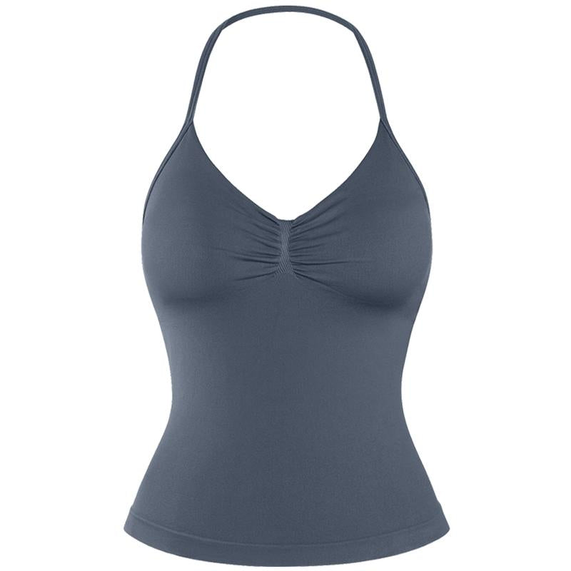 DENFY Impact Longline Strappy Top Fitness Gymwear Women Impact Longline Halter Tops Sportswear Workout Longline Tank Top Compression Gym