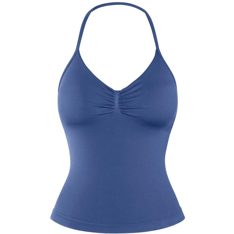 DENFY Impact Longline Strappy Top Fitness Gymwear Women Impact Longline Halter Tops Sportswear Workout Longline Tank Top Compression Gym