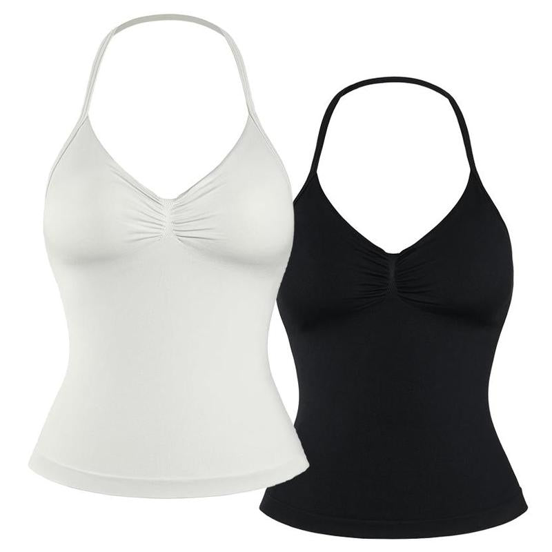 DENFY Impact Longline Strappy Top Fitness Gymwear Women Impact Longline Halter Tops Sportswear Workout Longline Tank Top Compression Gym