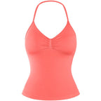 DENFY Impact Longline Strappy Top Fitness Gymwear Women Impact Longline Halter Tops Sportswear Workout Longline Tank Top Compression Gym