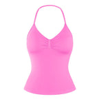 DENFY Impact Longline Strappy Top Fitness Gymwear Women Impact Longline Halter Tops Sportswear Workout Longline Tank Top Compression Gym