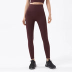 Nylon Tights Yoga Women'S Pants Leggings Gym Fitness No T Line High Waist Hidden Pocket Solid Color Sports Pants 42 Color