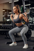 Women’s High Waist Yoga Leggings with Pockets | Grey Honeycomb Gym & Running Tights