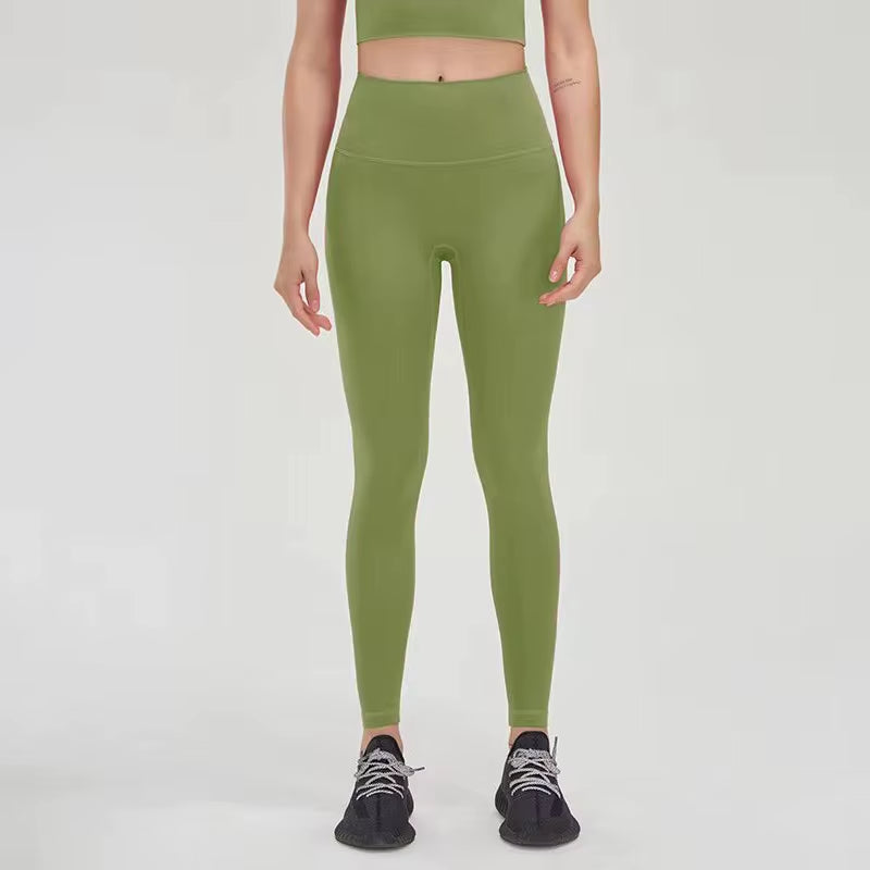 Nylon Tights Yoga Women'S Pants Leggings Gym Fitness No T Line High Waist Hidden Pocket Solid Color Sports Pants 42 Color