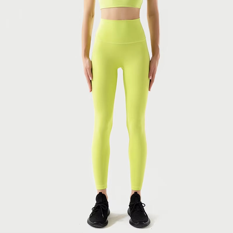 Nylon Tights Yoga Women'S Pants Leggings Gym Fitness No T Line High Waist Hidden Pocket Solid Color Sports Pants 42 Color
