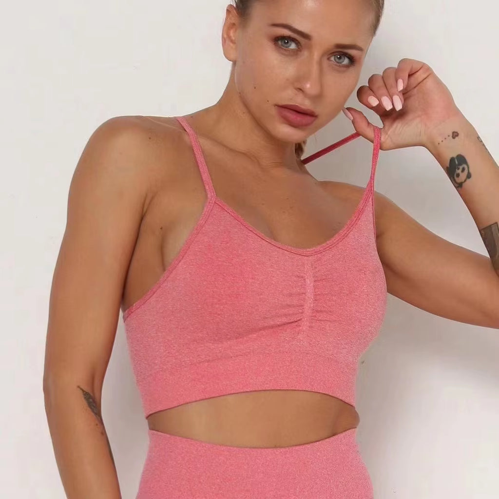 Seamless Yoga Sports Set Women Gym Fitness Two Piece Set Women Yoga High Waist Sport Push Hip Leggings Workout Clothes for Women