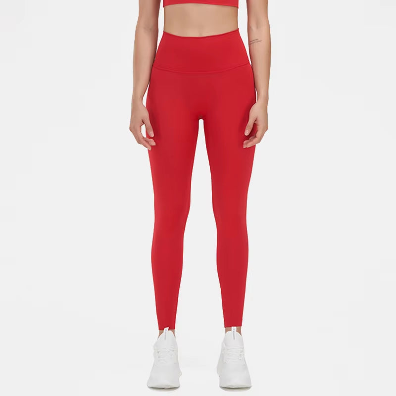 Nylon Tights Yoga Women'S Pants Leggings Gym Fitness No T Line High Waist Hidden Pocket Solid Color Sports Pants 42 Color