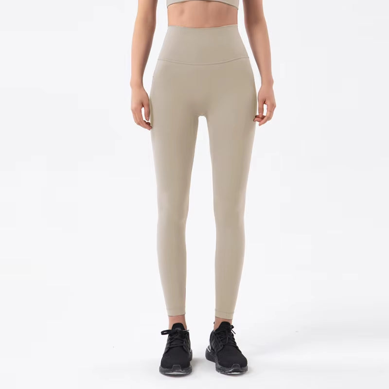 Nylon Tights Yoga Women'S Pants Leggings Gym Fitness No T Line High Waist Hidden Pocket Solid Color Sports Pants 42 Color