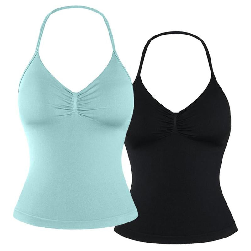 DENFY Impact Longline Strappy Top Fitness Gymwear Women Impact Longline Halter Tops Sportswear Workout Longline Tank Top Compression Gym
