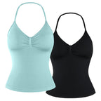 DENFY Impact Longline Strappy Top Fitness Gymwear Women Impact Longline Halter Tops Sportswear Workout Longline Tank Top Compression Gym