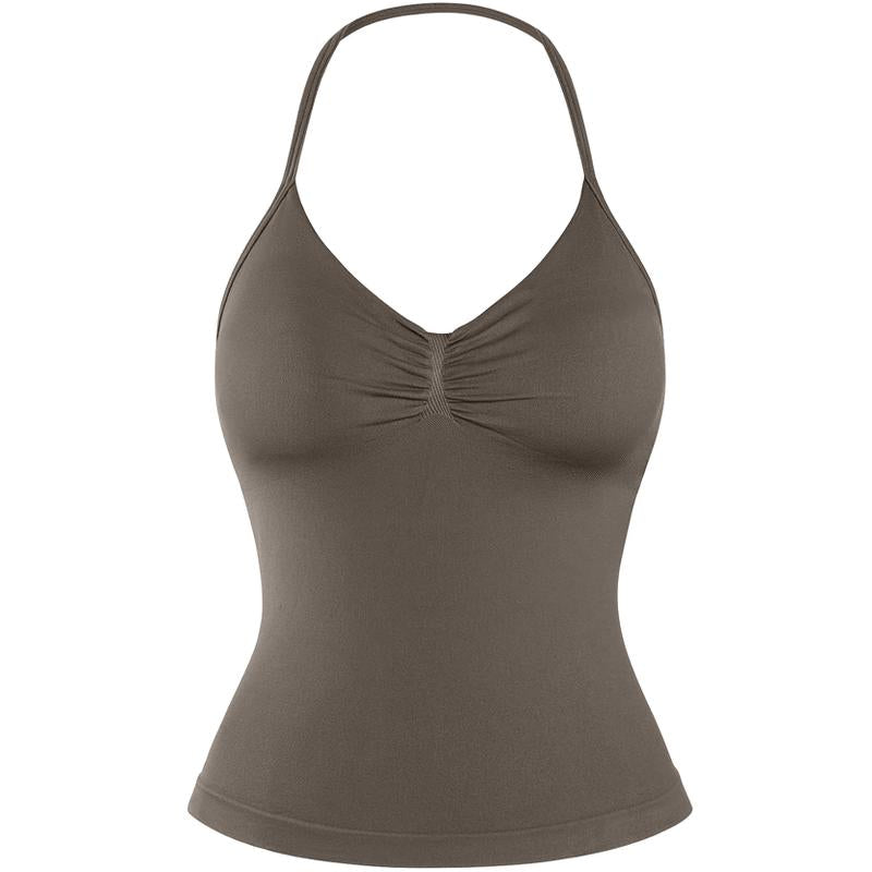 DENFY Impact Longline Strappy Top Fitness Gymwear Women Impact Longline Halter Tops Sportswear Workout Longline Tank Top Compression Gym