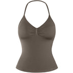 DENFY Impact Longline Strappy Top Fitness Gymwear Women Impact Longline Halter Tops Sportswear Workout Longline Tank Top Compression Gym