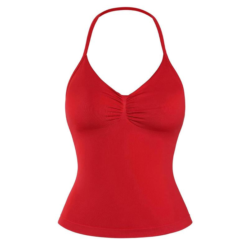 DENFY Impact Longline Strappy Top Fitness Gymwear Women Impact Longline Halter Tops Sportswear Workout Longline Tank Top Compression Gym