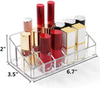 Lipstick Holder 18 Spaces Lipgloss Organizer, 3 Rows - Multi Level, Makeup Holder & Cosmetics Storage Display