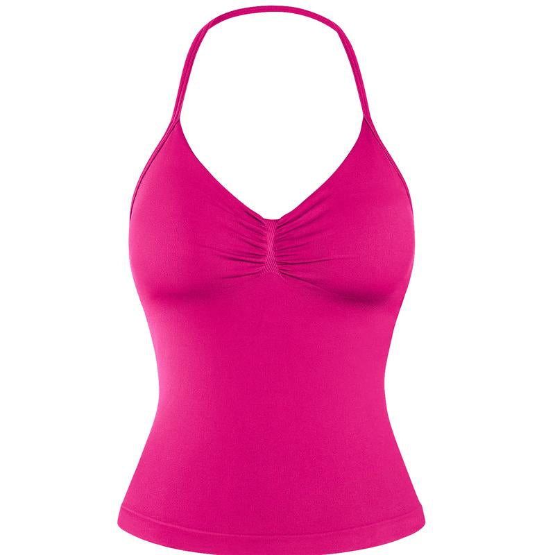 DENFY Impact Longline Strappy Top Fitness Gymwear Women Impact Longline Halter Tops Sportswear Workout Longline Tank Top Compression Gym