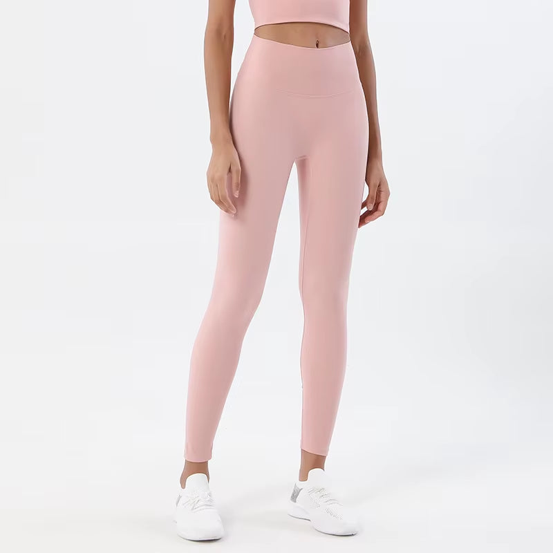 Nylon Tights Yoga Women'S Pants Leggings Gym Fitness No T Line High Waist Hidden Pocket Solid Color Sports Pants 42 Color