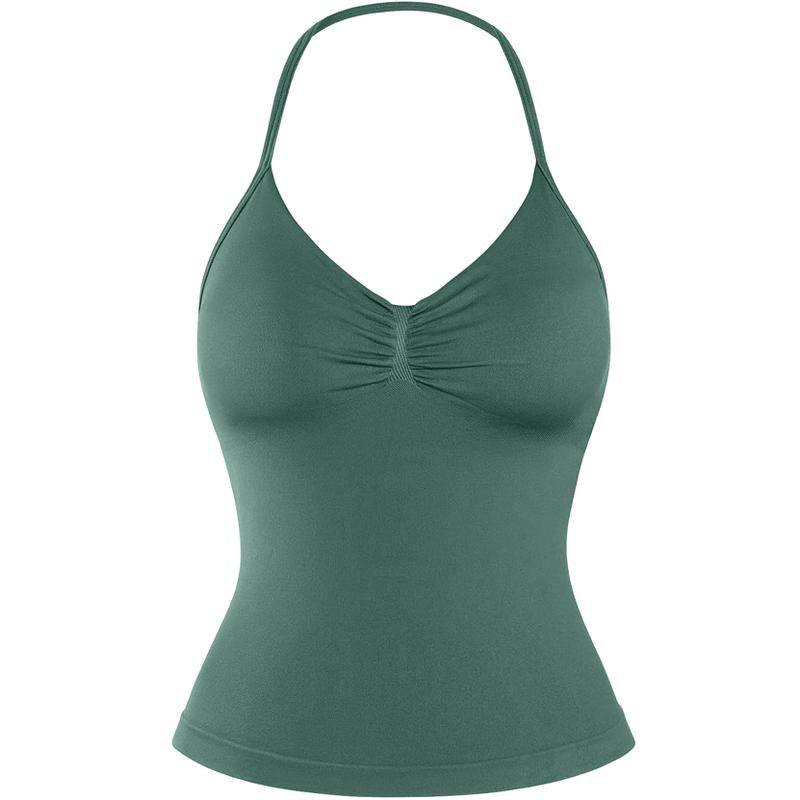 DENFY Impact Longline Strappy Top Fitness Gymwear Women Impact Longline Halter Tops Sportswear Workout Longline Tank Top Compression Gym