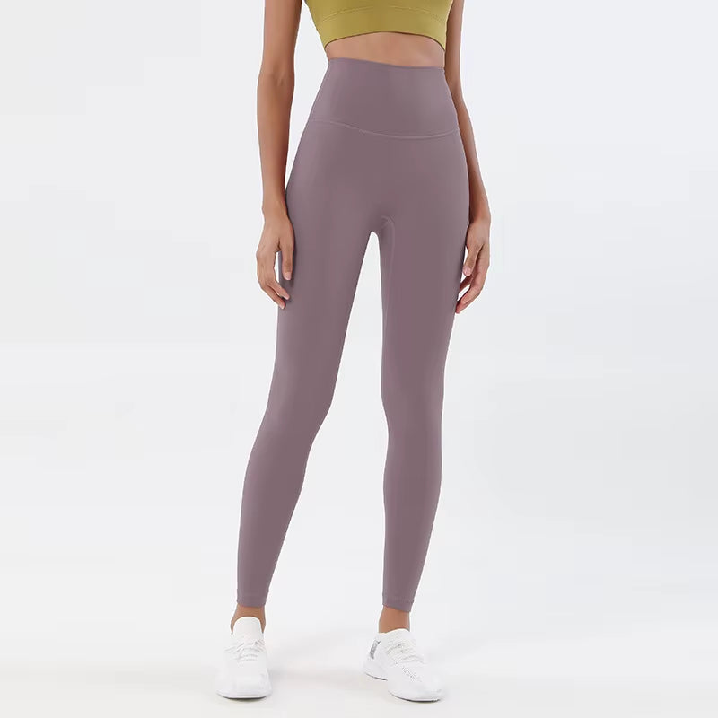 Nylon Tights Yoga Women'S Pants Leggings Gym Fitness No T Line High Waist Hidden Pocket Solid Color Sports Pants 42 Color