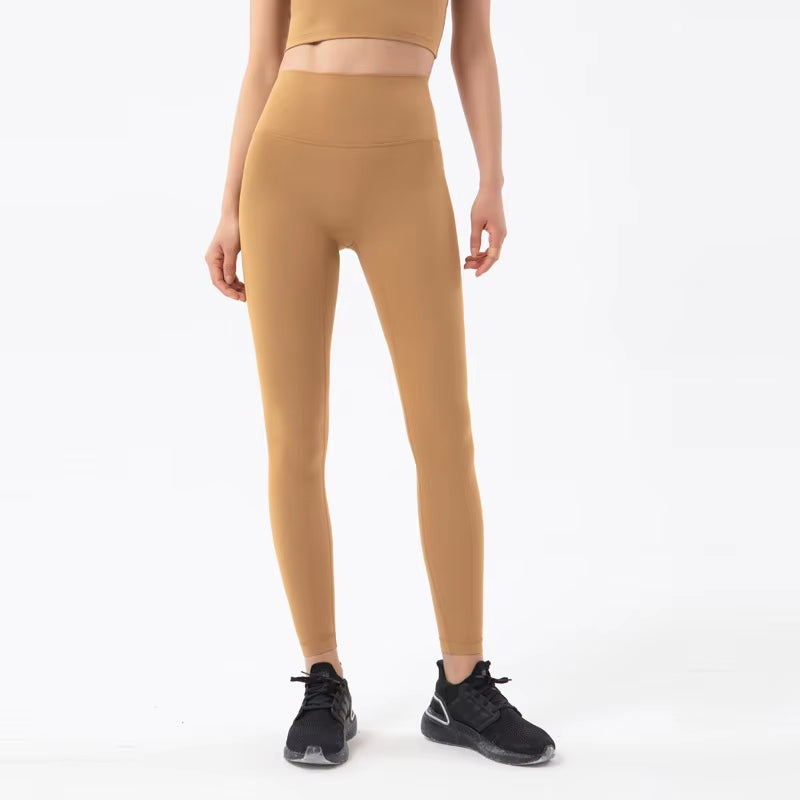 Nylon Tights Yoga Women'S Pants Leggings Gym Fitness No T Line High Waist Hidden Pocket Solid Color Sports Pants 42 Color