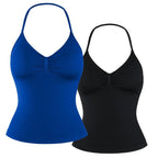 DENFY Impact Longline Strappy Top Fitness Gymwear Women Impact Longline Halter Tops Sportswear Workout Longline Tank Top Compression Gym