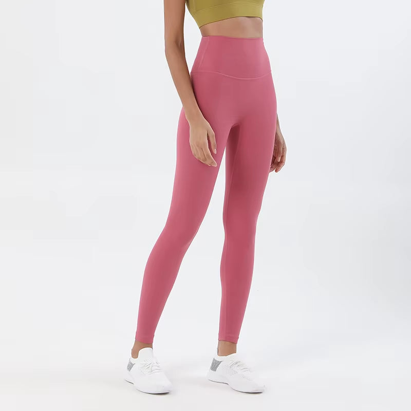 Nylon Tights Yoga Women'S Pants Leggings Gym Fitness No T Line High Waist Hidden Pocket Solid Color Sports Pants 42 Color