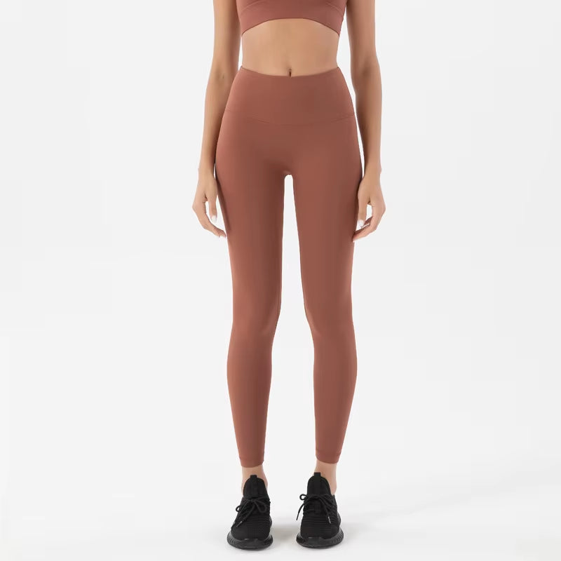 Nylon Tights Yoga Women'S Pants Leggings Gym Fitness No T Line High Waist Hidden Pocket Solid Color Sports Pants 42 Color