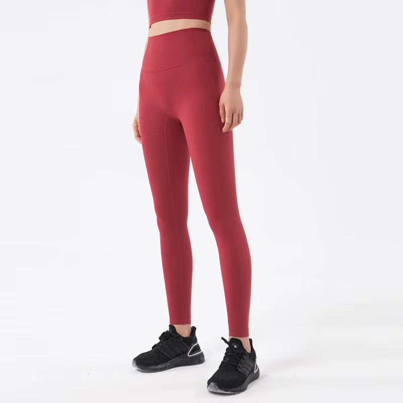 Nylon Tights Yoga Women'S Pants Leggings Gym Fitness No T Line High Waist Hidden Pocket Solid Color Sports Pants 42 Color