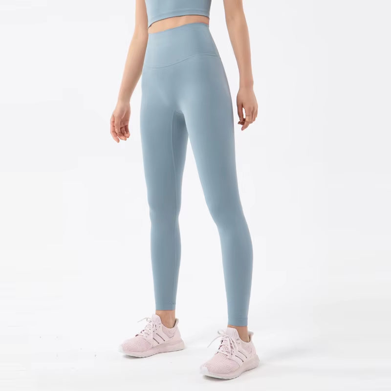 Nylon Tights Yoga Women'S Pants Leggings Gym Fitness No T Line High Waist Hidden Pocket Solid Color Sports Pants 42 Color