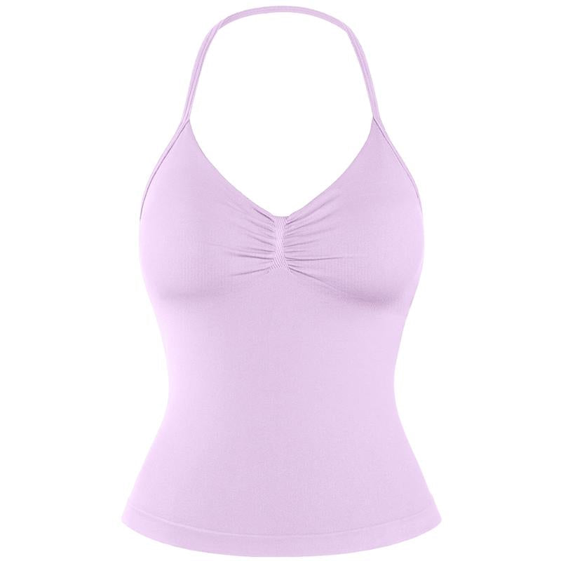 DENFY Impact Longline Strappy Top Fitness Gymwear Women Impact Longline Halter Tops Sportswear Workout Longline Tank Top Compression Gym