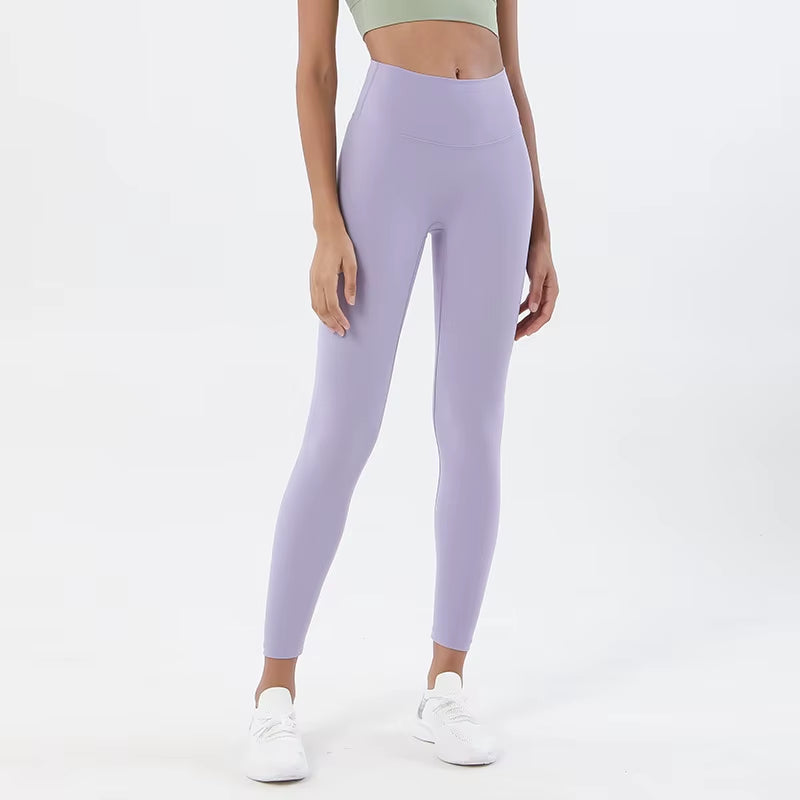 Nylon Tights Yoga Women'S Pants Leggings Gym Fitness No T Line High Waist Hidden Pocket Solid Color Sports Pants 42 Color