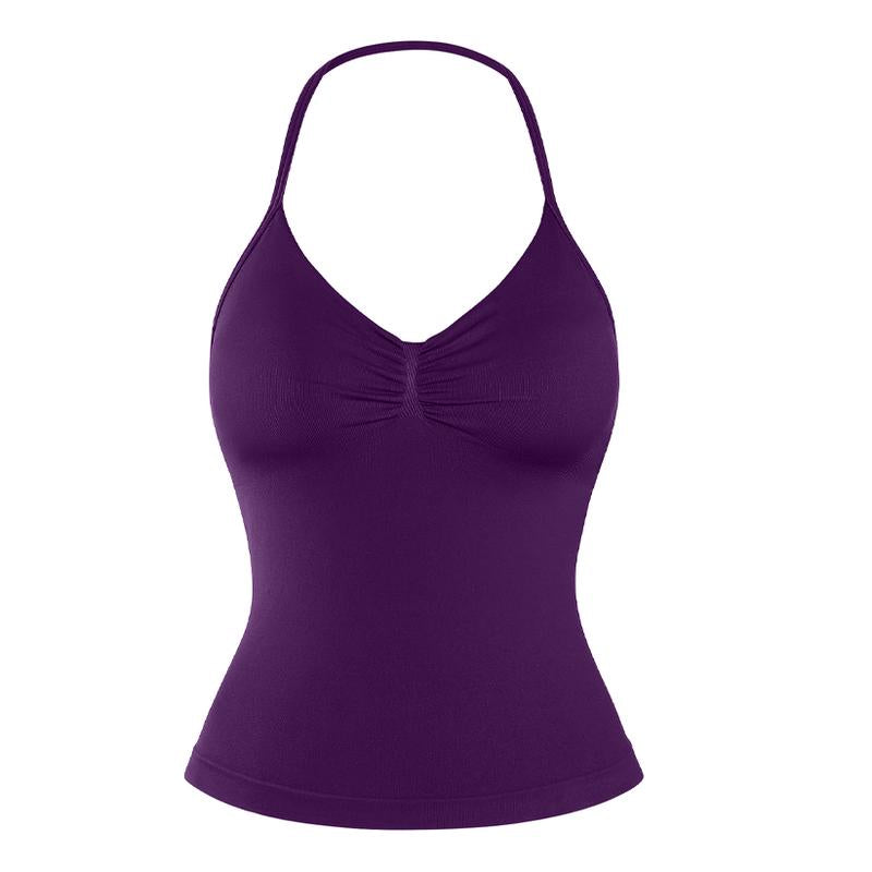 DENFY Impact Longline Strappy Top Fitness Gymwear Women Impact Longline Halter Tops Sportswear Workout Longline Tank Top Compression Gym