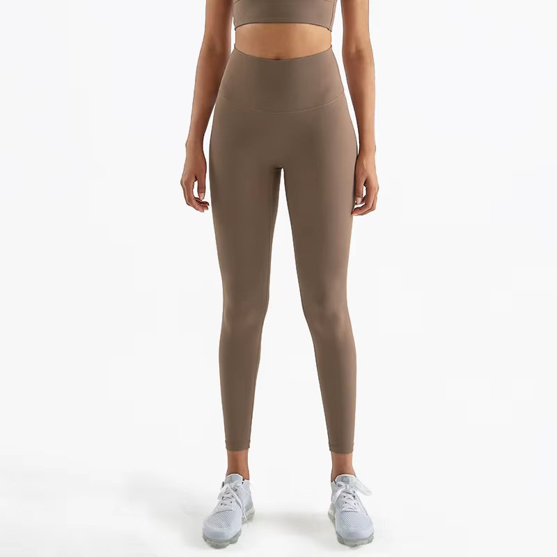 Nylon Tights Yoga Women'S Pants Leggings Gym Fitness No T Line High Waist Hidden Pocket Solid Color Sports Pants 42 Color