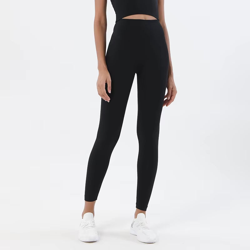 Nylon Tights Yoga Women'S Pants Leggings Gym Fitness No T Line High Waist Hidden Pocket Solid Color Sports Pants 42 Color
