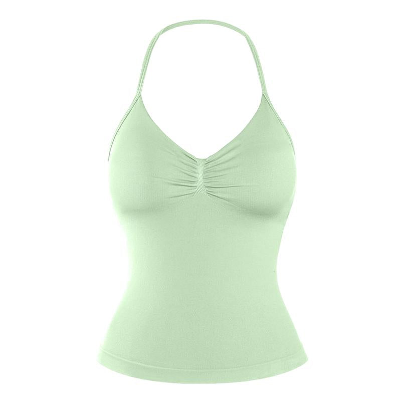 DENFY Impact Longline Strappy Top Fitness Gymwear Women Impact Longline Halter Tops Sportswear Workout Longline Tank Top Compression Gym