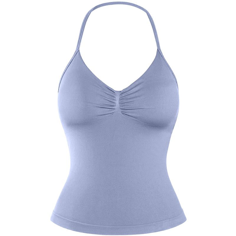 DENFY Impact Longline Strappy Top Fitness Gymwear Women Impact Longline Halter Tops Sportswear Workout Longline Tank Top Compression Gym