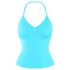 DENFY Impact Longline Strappy Top Fitness Gymwear Women Impact Longline Halter Tops Sportswear Workout Longline Tank Top Compression Gym
