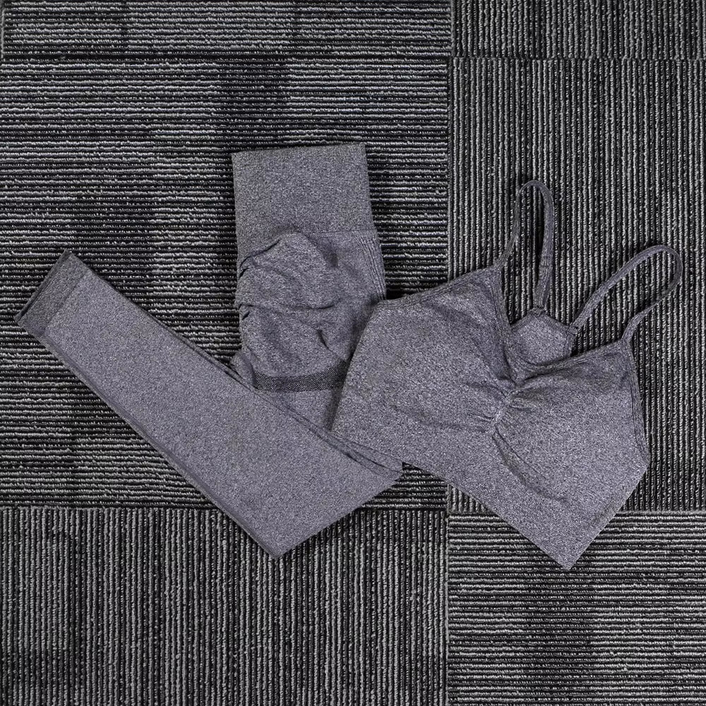 Seamless Yoga Sports Set Women Gym Fitness Two Piece Set Women Yoga High Waist Sport Push Hip Leggings Workout Clothes for Women