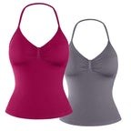 DENFY Impact Longline Strappy Top Fitness Gymwear Women Impact Longline Halter Tops Sportswear Workout Longline Tank Top Compression Gym