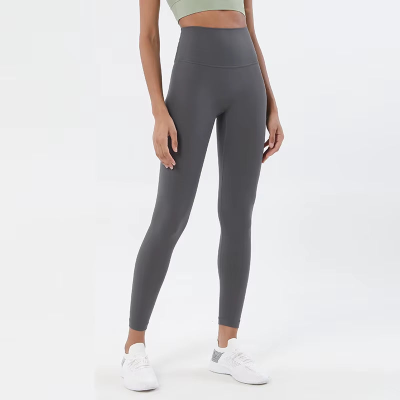 Nylon Tights Yoga Women'S Pants Leggings Gym Fitness No T Line High Waist Hidden Pocket Solid Color Sports Pants 42 Color