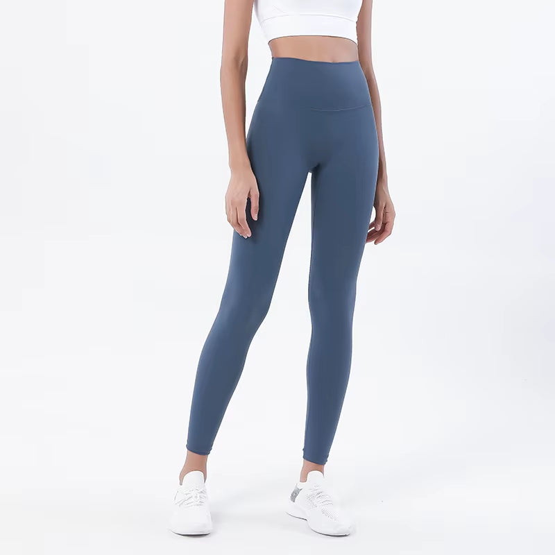 Nylon Tights Yoga Women'S Pants Leggings Gym Fitness No T Line High Waist Hidden Pocket Solid Color Sports Pants 42 Color