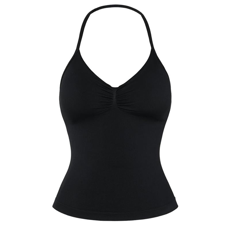 DENFY Impact Longline Strappy Top Fitness Gymwear Women Impact Longline Halter Tops Sportswear Workout Longline Tank Top Compression Gym