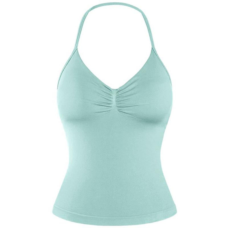 DENFY Impact Longline Strappy Top Fitness Gymwear Women Impact Longline Halter Tops Sportswear Workout Longline Tank Top Compression Gym