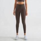 Nylon Tights Yoga Women'S Pants Leggings Gym Fitness No T Line High Waist Hidden Pocket Solid Color Sports Pants 42 Color