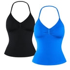 DENFY Impact Longline Strappy Top Fitness Gymwear Women Impact Longline Halter Tops Sportswear Workout Longline Tank Top Compression Gym